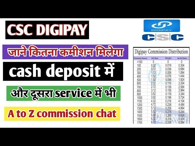 digipay cash deposit commission list 2021 || csc digipay cash deposit new commission list 2021 !