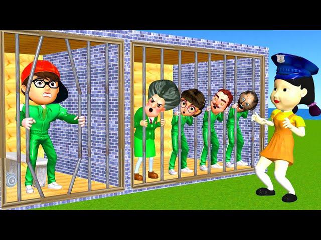 Scary Teacher 3D vs Squid Game || Help Miss T and 4 Neighbors Escape Prison 5 Times Challenge