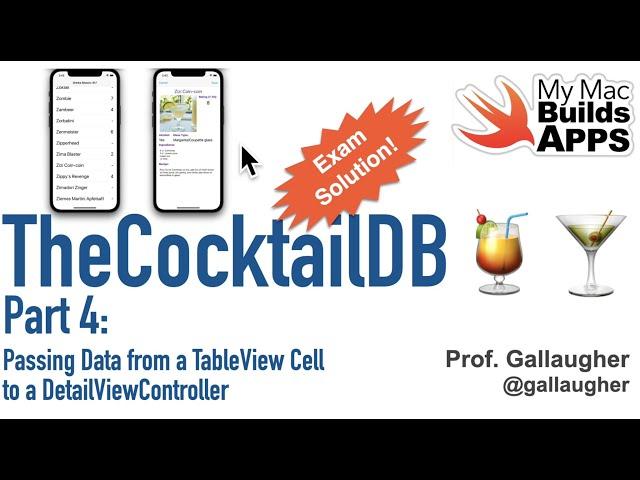 CocktailDB API in Swift & iOS Part 4   Passing Data from TableView Cell to a Detail View Controller