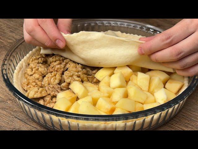 Famous German dessert! Just puff pastry, walnuts and 2 apples! Easy and quick!