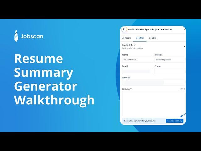 Resume Summary Generator Walkthrough | Jobscan