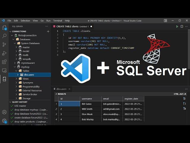 Connect to SQL Server Using Visual Studio Code 2022 and Run SQL Queries (Create Read Update Delete)