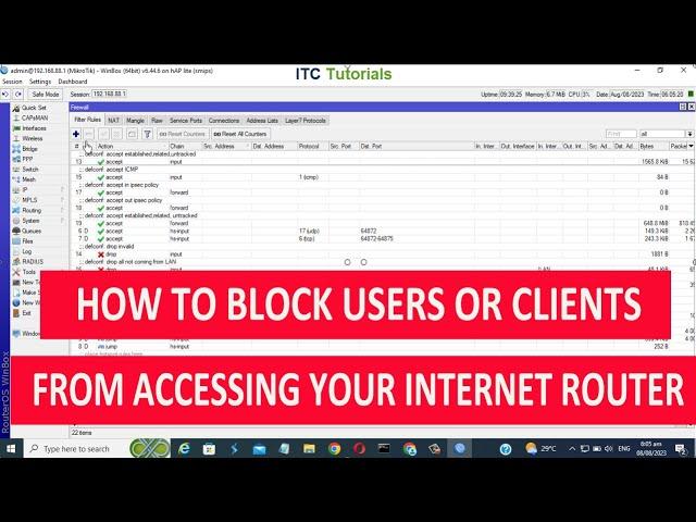 How to Block Mikrotik other Users/Clients from accessing your Internet Router (ITC Tutorials)