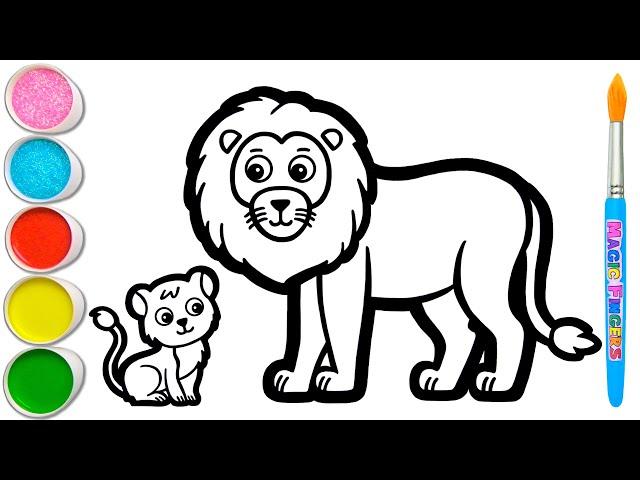 Lion Drawing, Painting and Coloring for Kids & Toddlers | Drawing Basics #219