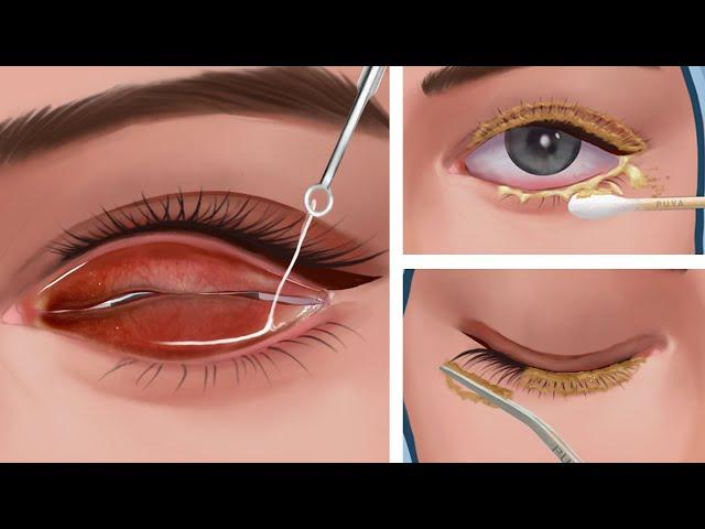 ASMR lashes cleaning|eye mucous removal animation