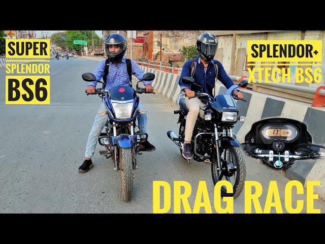 Hero splendor+xtec vs super splendor bs6|drag race |shocking results