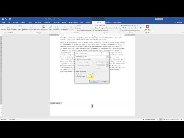 Seitenzahlen ab Seite 3 mit 1 beginnen – Word-Tutorial