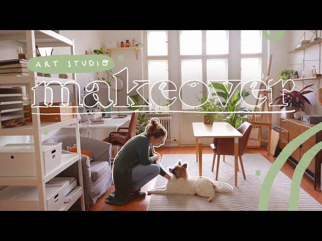 ART STUDIO MAKEOVER  creating a new bright work space  art vlog 001