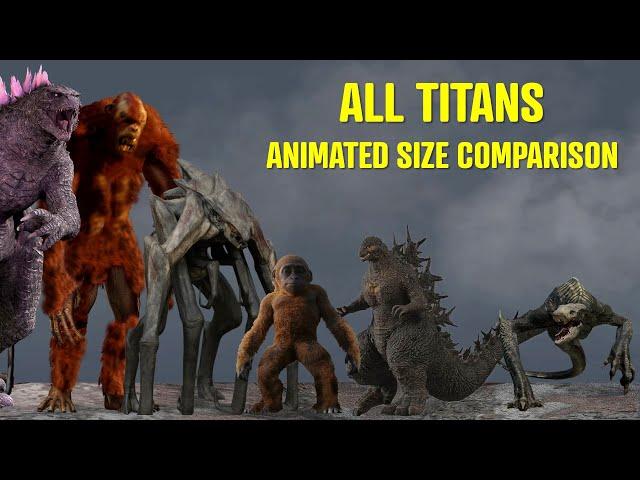 Godzilla -1 vs All Titans Animated Size Comparison