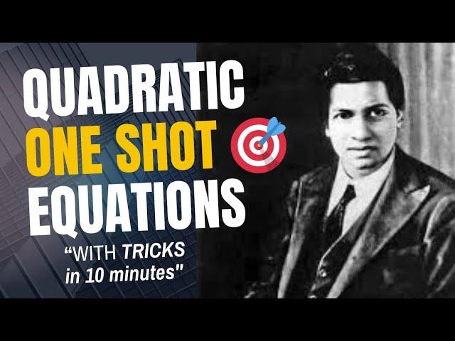 Quadratic Equations ONE Shot  with TRICKS |All Formulas under 10 minutes|#quadraticequation #jee