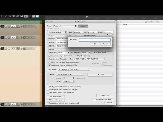 Rendering in Reaper - The Presets