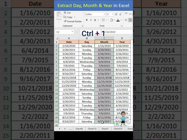 Excel Interview Question Day Month Year in Excel #excel #exceltips #exceltutorial #msexcel #shorts