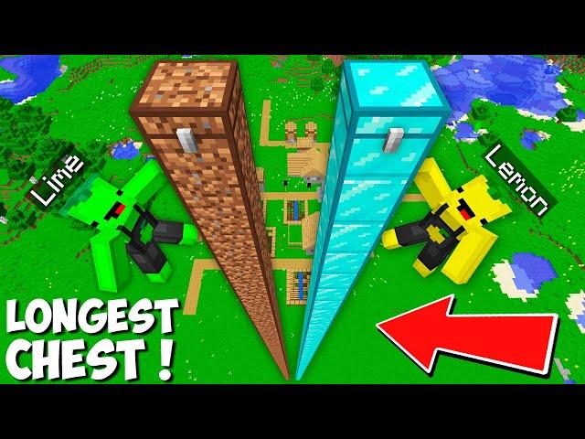 LEMON and LIME FOUND A LONGEST DIAMOND VS DIRT CHEST in Minecraft ! NEW SECRET LONG CHEST !