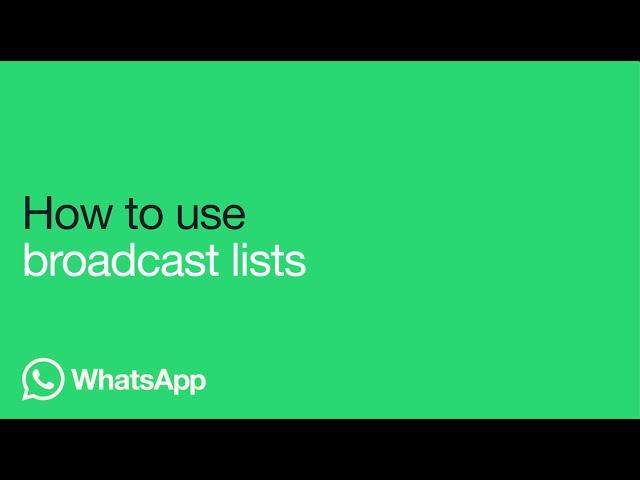 How to use broadcast lists | WhatsApp