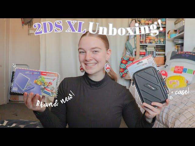 Unboxing a BRAND NEW Nintendo 2DS XL in 2023!! | purple 2ds xl unboxing + case!