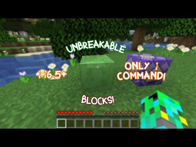 how to make unbreakable blocks in minecraft using 1 command! (1.16.5+!)