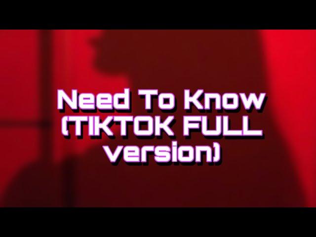 Doja Cat - Need to Know (full Version-TikTok sound {slowed+reverb}