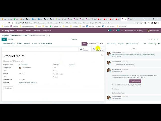 Create refund from helpdesk ticket #Odoo 15