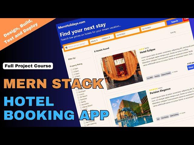 Complete MERN Stack Project: Build a Hotel Booking App Like a Pro Developer Step-by-Step Course 2024