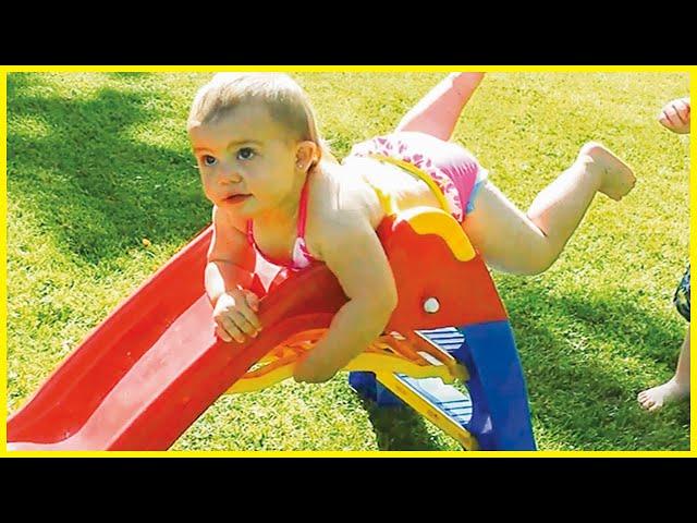 Funny Baby Playing Slide The First Time || 5-Minute Fails