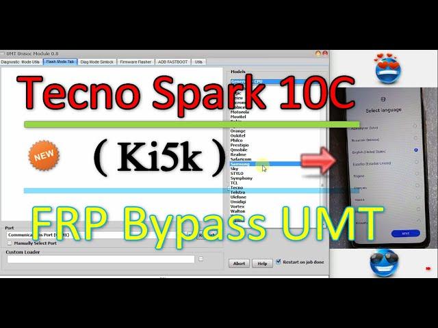 Tecno Spark 10C Ki5k FRP Bypass umt