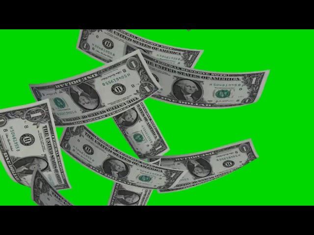Money Rain - falling  dollar bills on green screen - free use