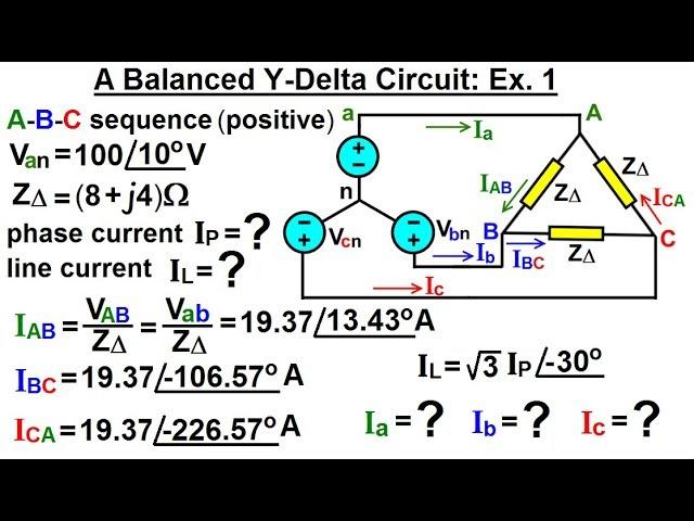 Electrical Engineering: Ch 13: 3 Phase Circuit (22 of 53) Balanced Y-Delta Circuit: Ex 1