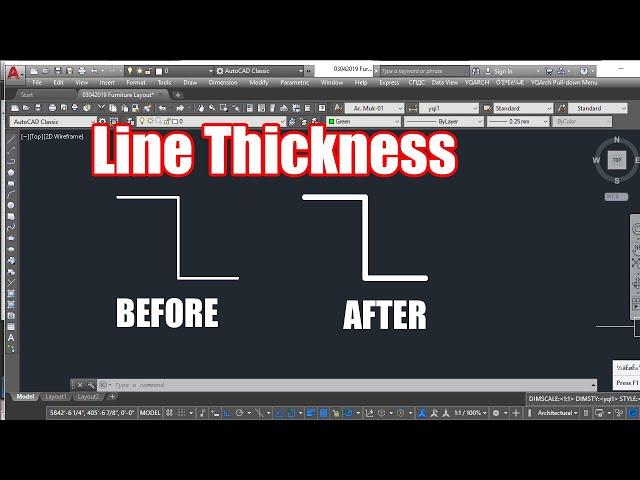 how to change line thickness in autocad