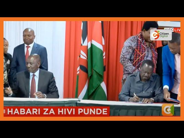 BREAKING NEWS: President Ruto and Raila Odinga sign political agreement