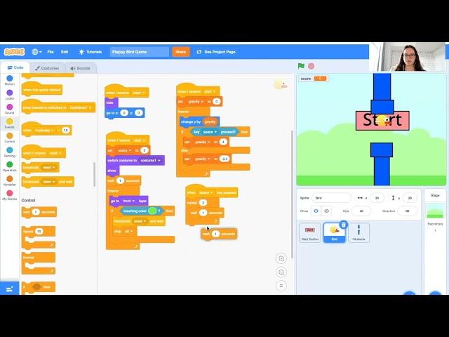 Best Scratch Coding Projects for kids and teenagers: Flappy Bird Game