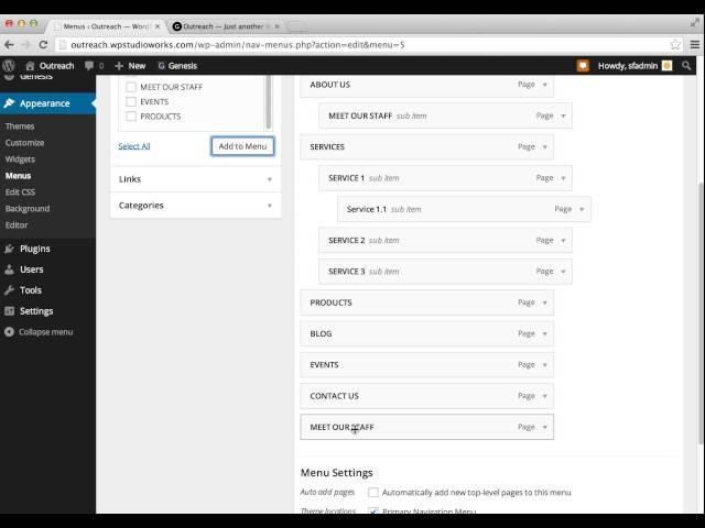 How do you change menu navigation in WordPress?