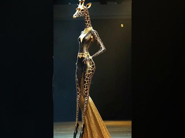 "Woman Transforms into a Giraffe, a Mesmerizing Spectacle! #runway  #MagicalMoments #shorts #ai