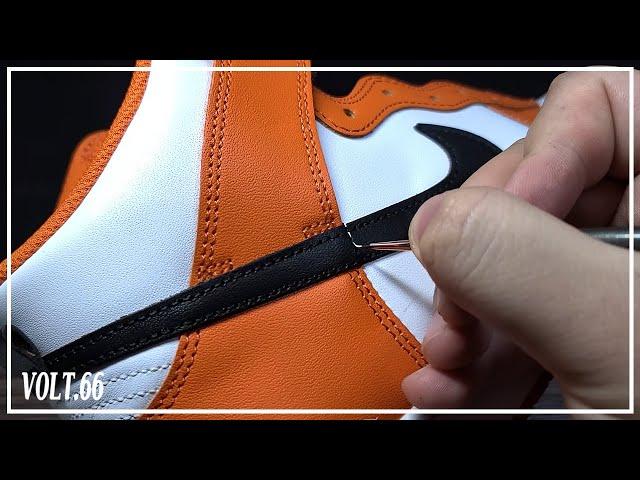 [Custom Shoes] NIKE Orange DUNK High Black Swoosh Custom