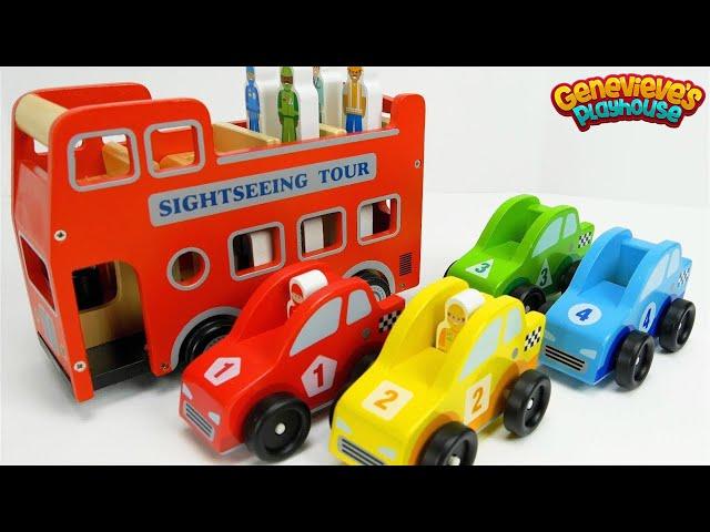 Learn Colors and Community Vehicles Names with fun Wooden Toy Cars!