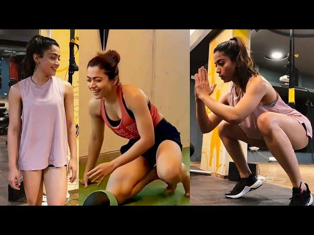 Rashmika Mandanna Hot Intense Gym Workout Video: Leg and Core Excercise | Fitness Enthusiast