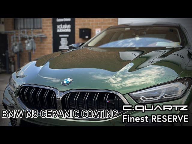 BMW M8 protected by CQuartz Finest Reserve ceramic coating at Xclusive Autoworks Inc.