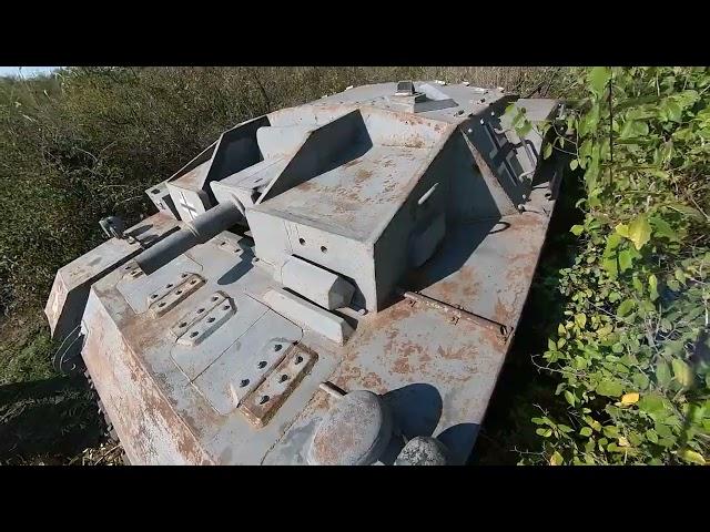 Моноколесники нашли немецкий танк в кустах.