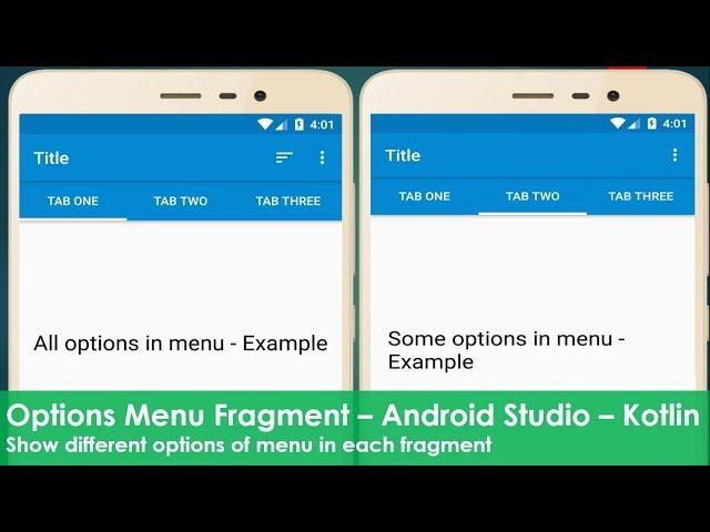 Options Menu Fragment  - Android Studio - Kotlin