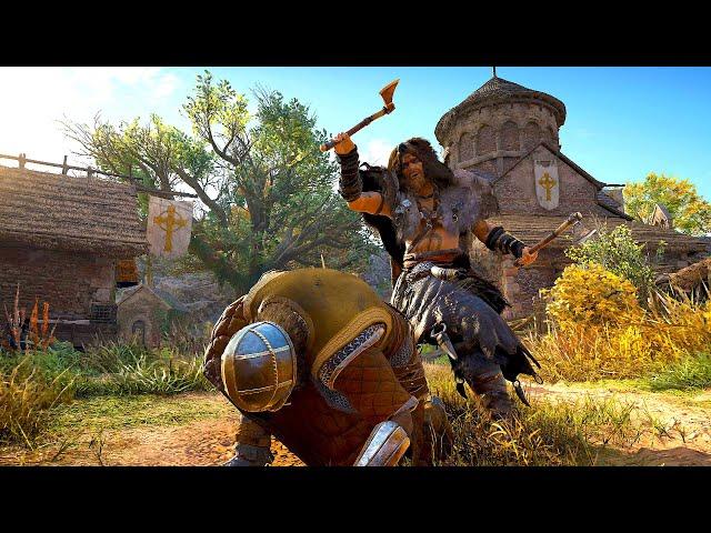 Assassin's Creed Valhalla - Berserker Armor Brutal Dane Axe Rampage, Flail Kills & Hideout Clearing