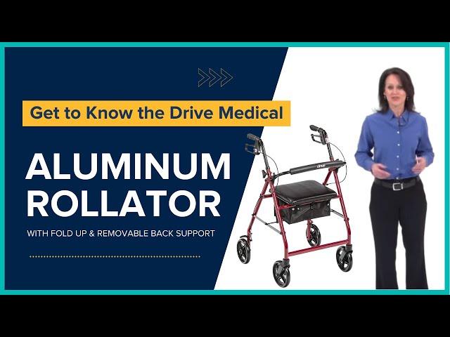 Drive Medical Aluminum Rollator with Fold Up & Removable Back Support