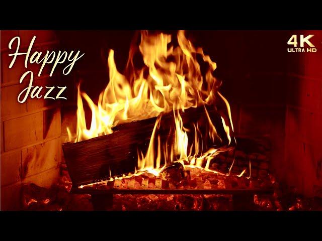  Happy Jazz Fireplace Ambience  Good Mood Jazz Music