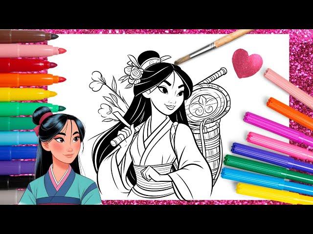 Coloring Mulan with Glitter and Markers!