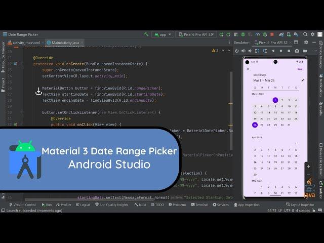 Material 3 Date Range Picker Android Studio