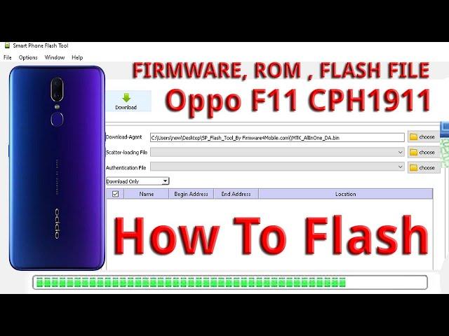 Oppo F11 CPH1911 Full Flash Stock Firmware Dead Repair Da File Flash Tool Hang on Logo Restart