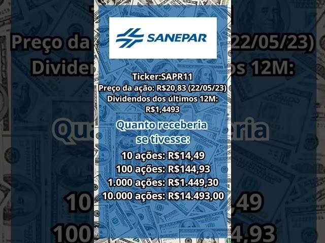 QUANTO RENDE OS DIVIDENDOS NA AÇÃO DA SANEPAR #SAPR11 #Shorts