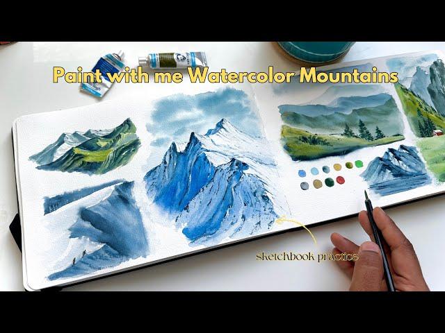 How to paint Mountains in Watercolor | Sketchbook practice