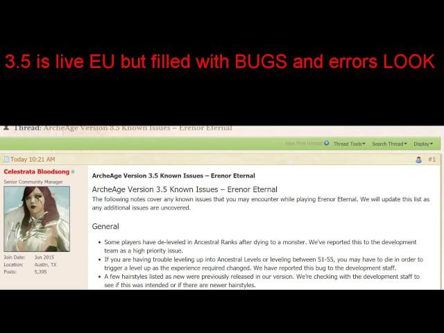 Archeage 3.5 bug and error list...wow lots of known errors