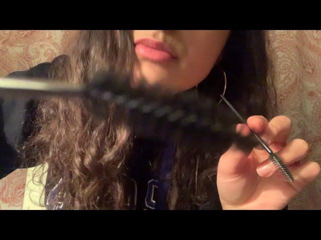 ASMR Close Up Lofi Brushing Your Eyebrows (Mouth Sounds, Tongue Clicking, Repeating Brush)