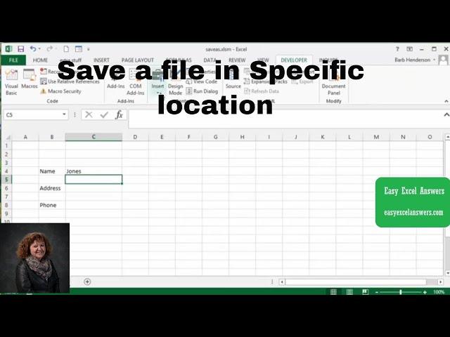 Save a File to a Specific location Using a Macro in Excel