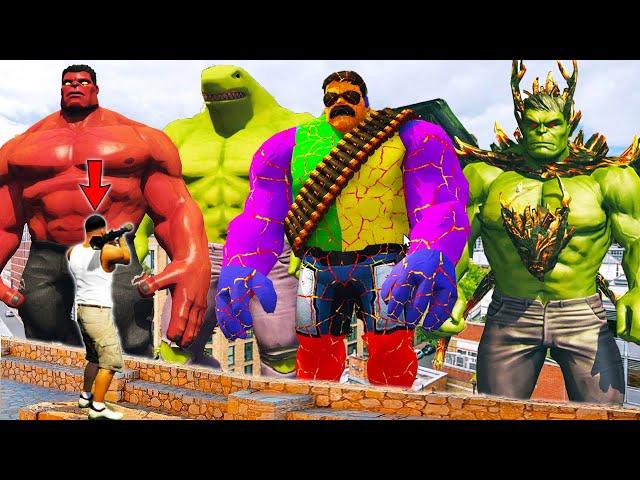 100 HULKs vs GOD Fire HULK vs Shark HULK in GTA 5 ! FRANKLIN & SHINCHAN help